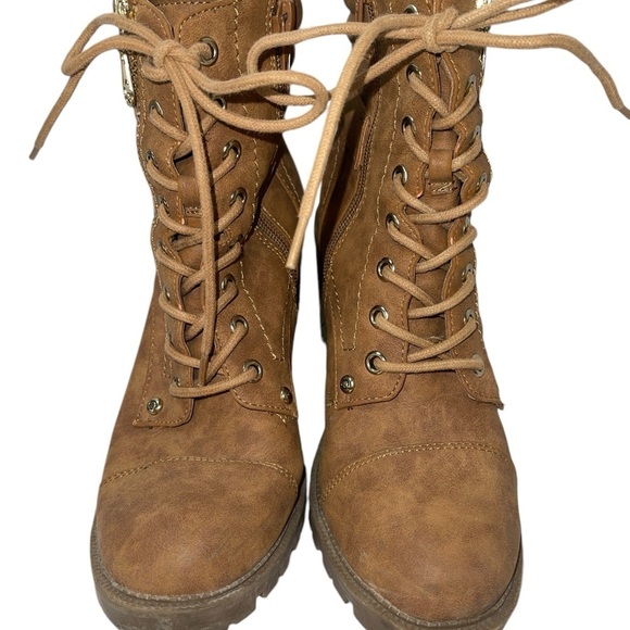 GBG by Guess Women's Boots 7M Brown All Manmade Lace Up Block Heel Retro Zip Up - Picture 3 of 13